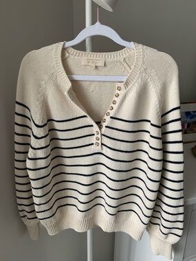 Sezane Leontine Knit Henley Sweater